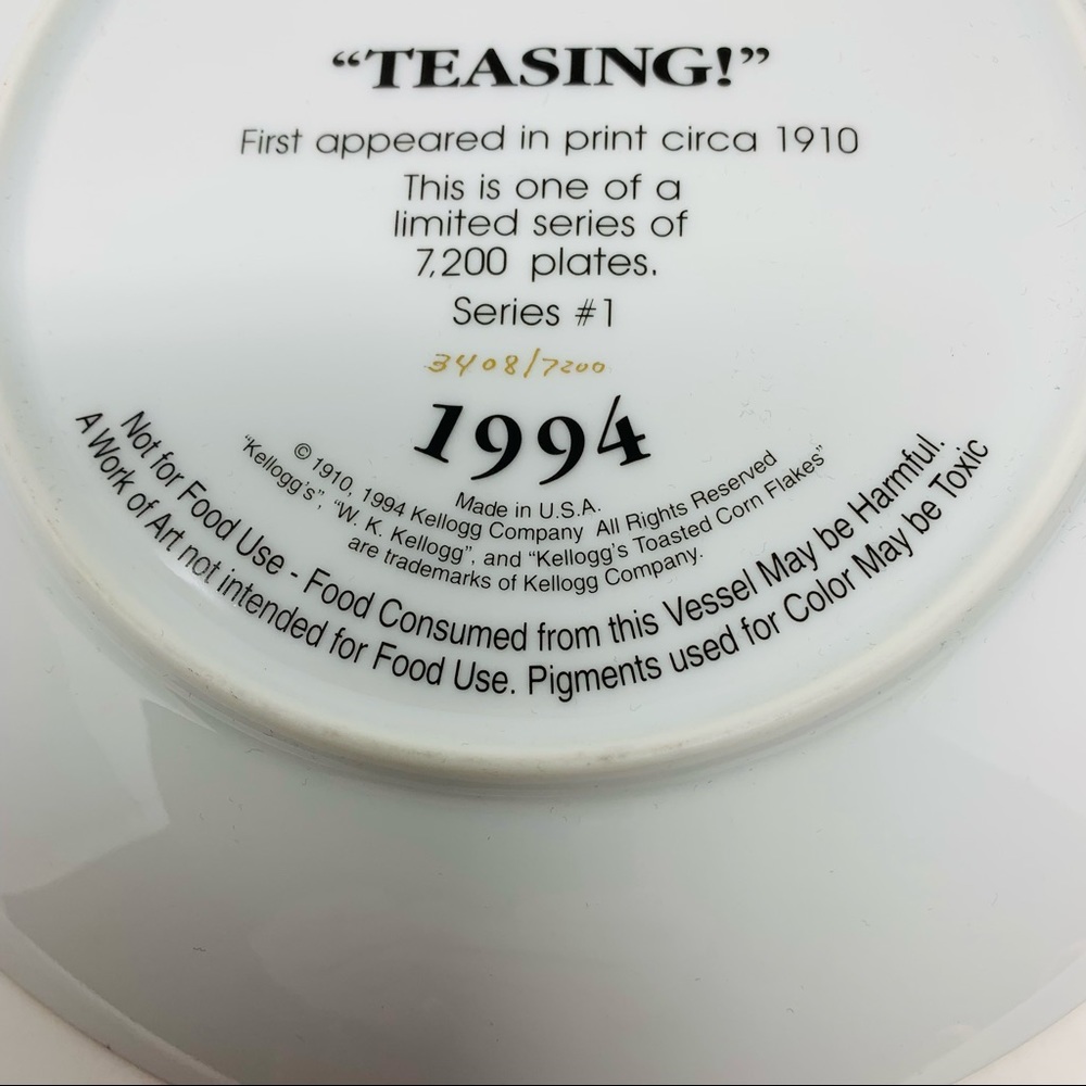 Vintage 1994 Kellogg Nostalgia Collection Plate #3408 of 7200 Ad for Plate Wall - Picture 5 of 7